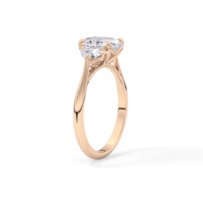 Oval Three Stone Lab Grown Diamond Engagement Ring