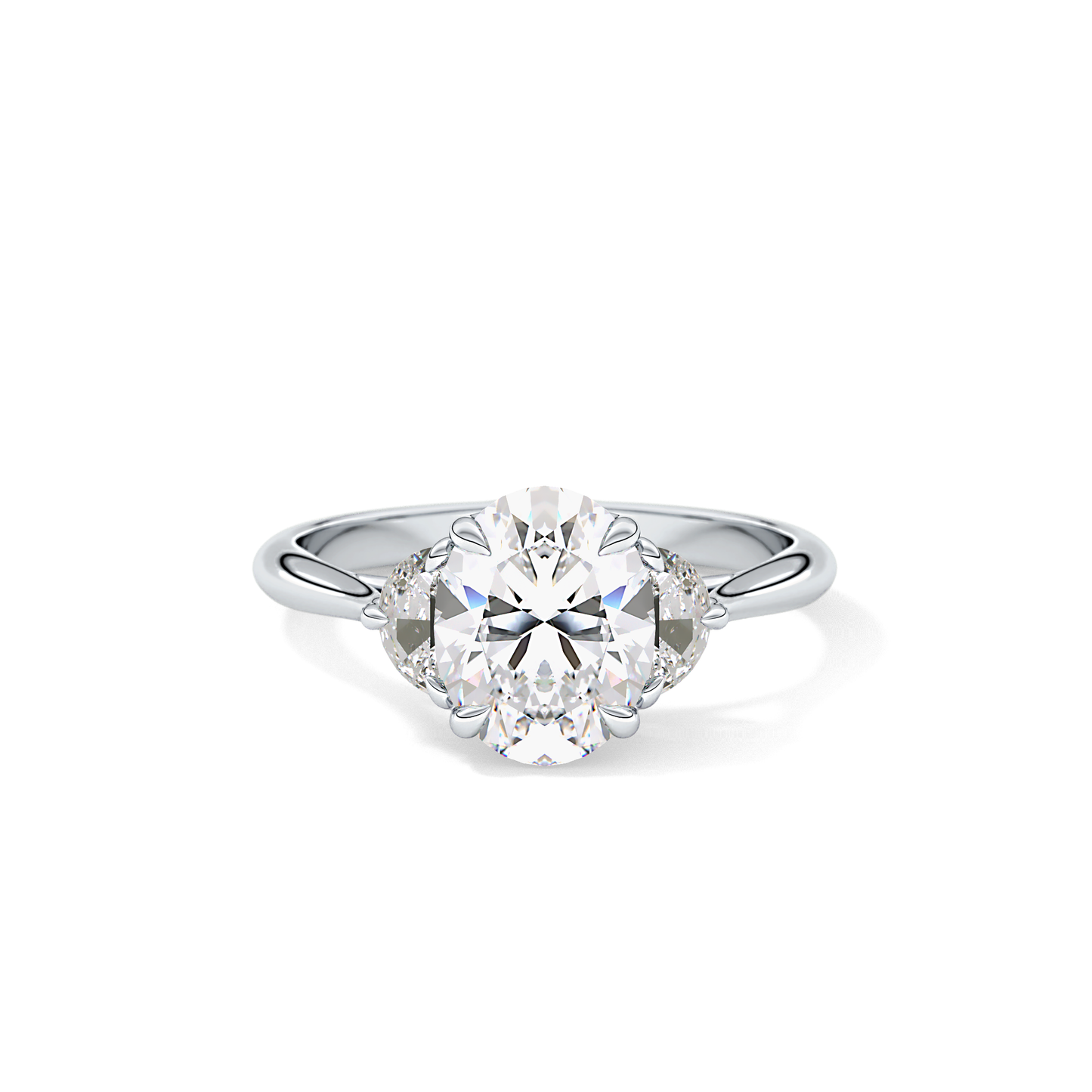 Oval Three Stone Lab Grown Diamond Engagement Ring