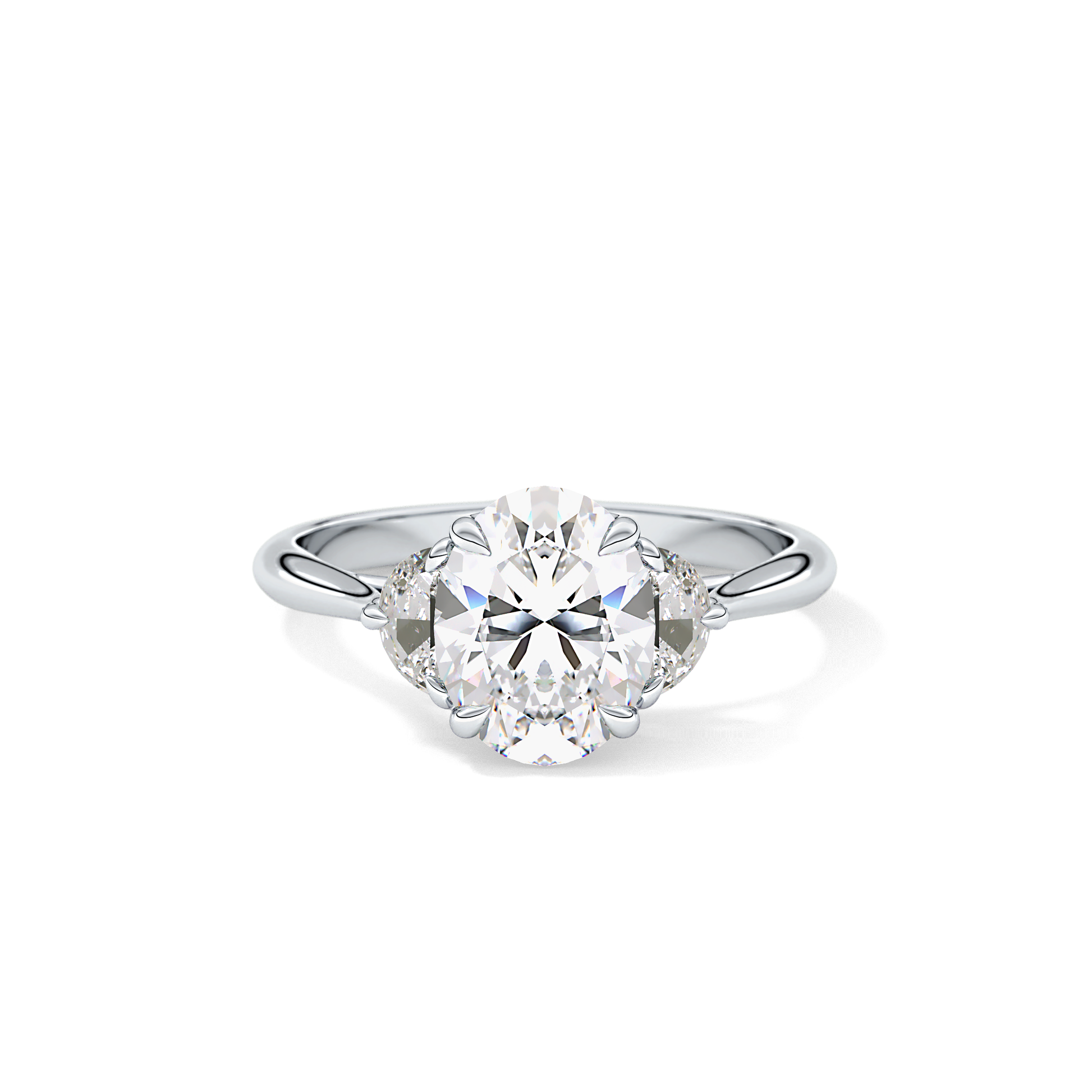 Oval Three Stone Lab Grown Diamond Engagement Ring
