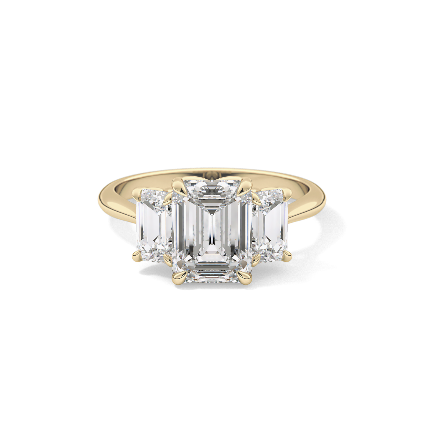 Emerald Three Stone Lab Grown Diamond Engagement Ring