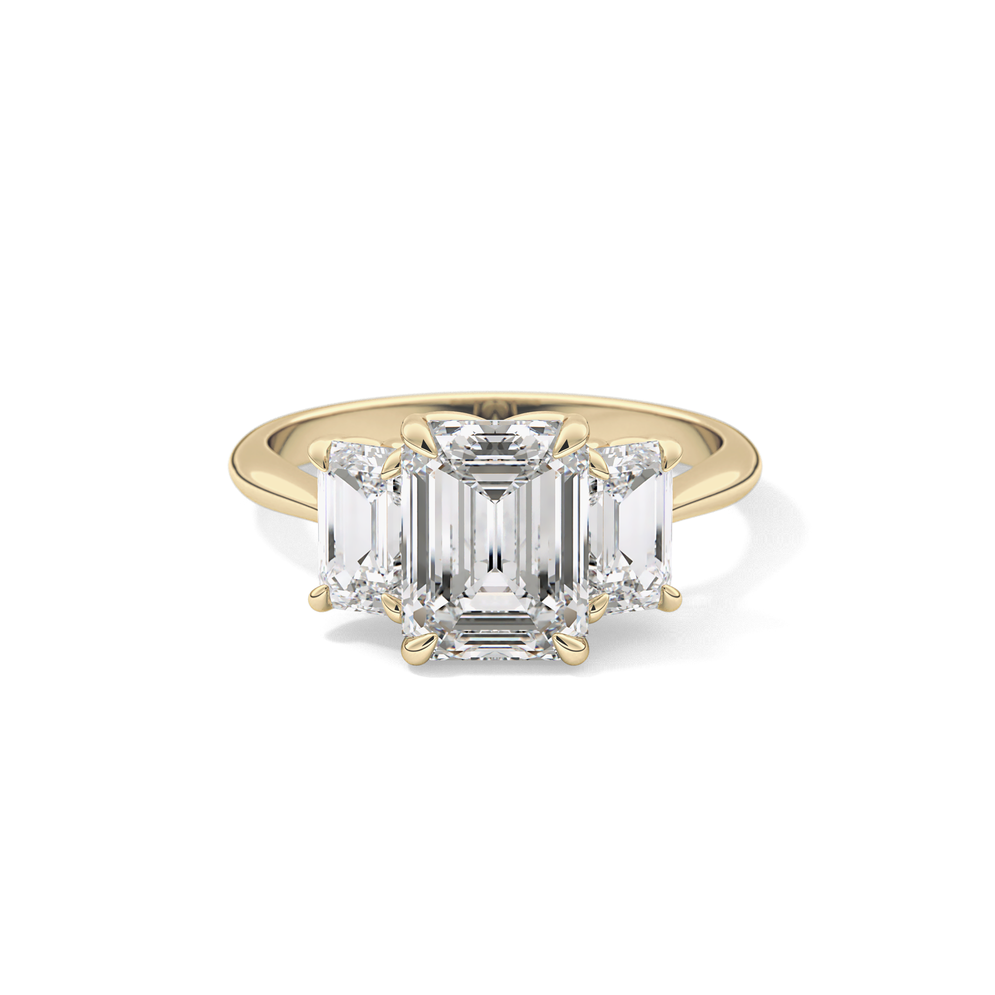 Emerald Three Stone Lab Grown Diamond Engagement Ring