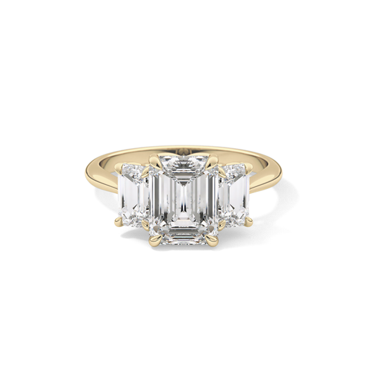 Emerald Three Stone Lab Grown Diamond Engagement Ring
