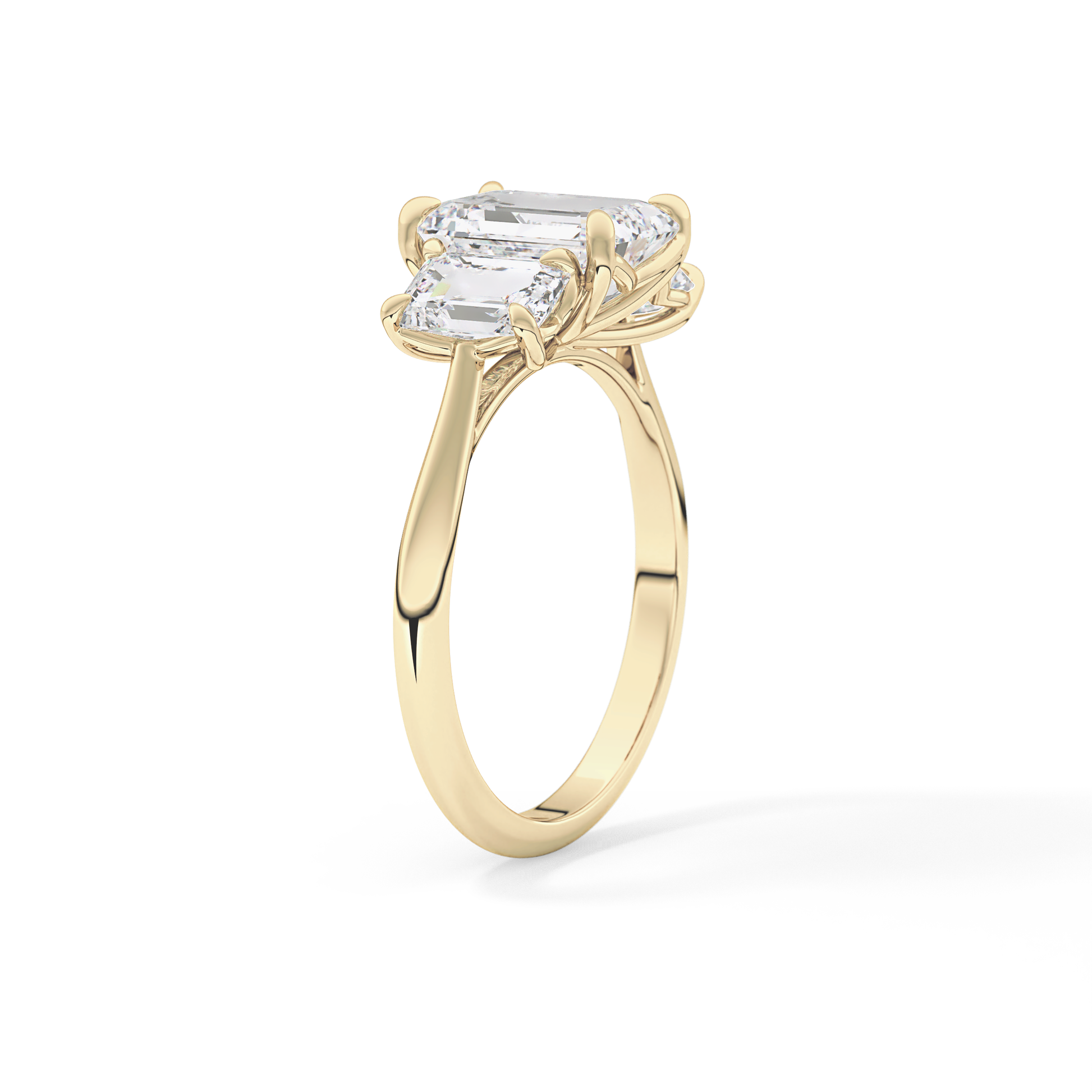 Emerald Three Stone Lab Grown Diamond Engagement Ring