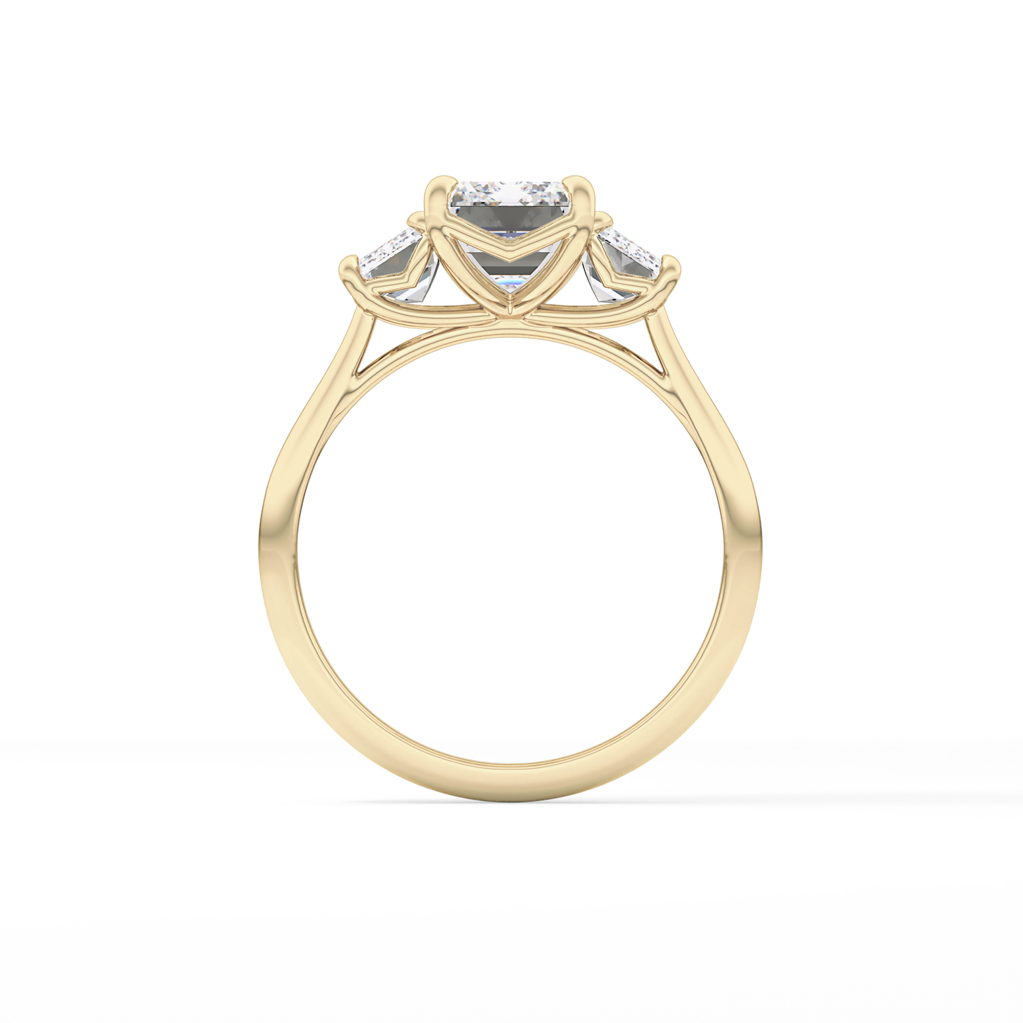 Emerald Three Stone Lab Grown Diamond Engagement Ring