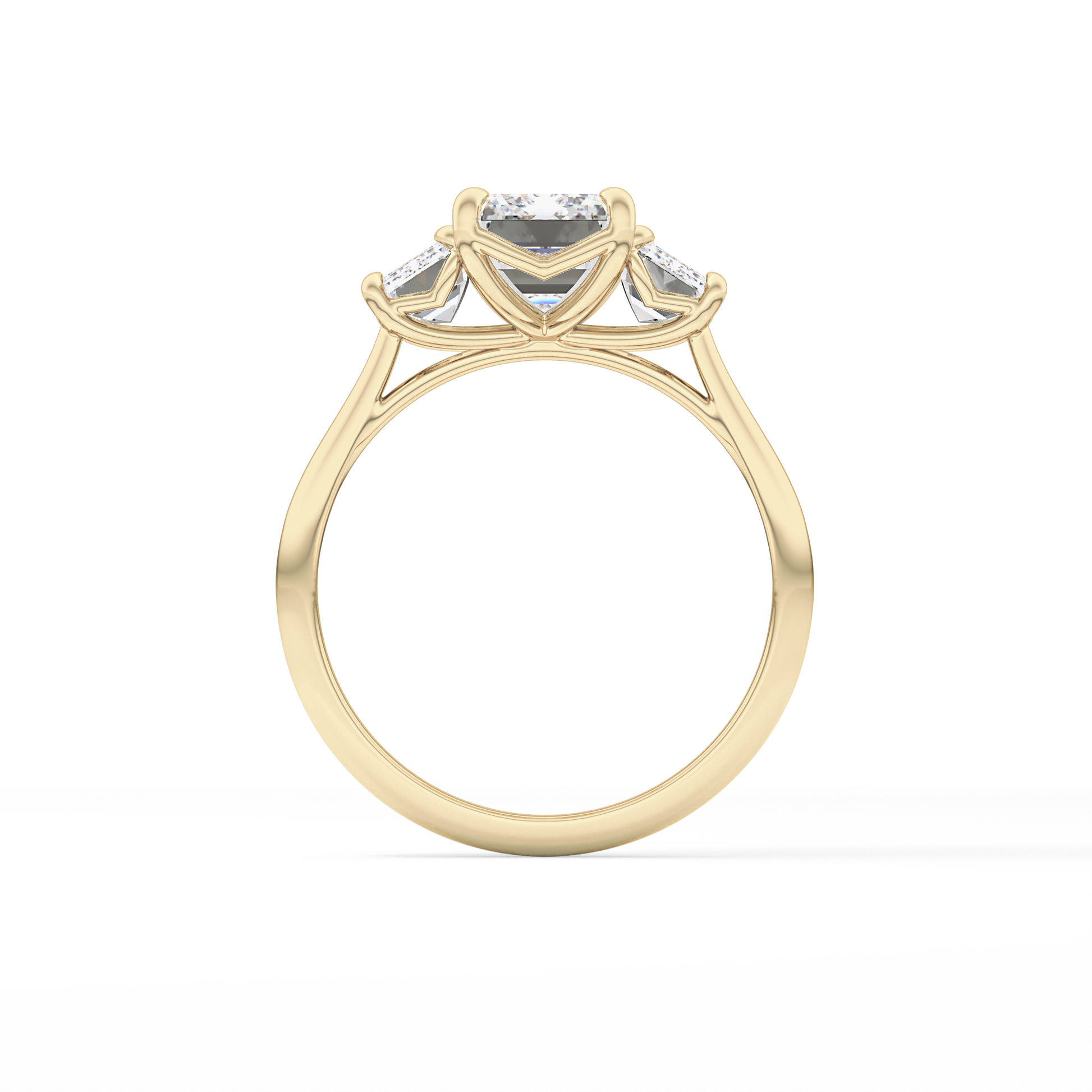Emerald Three Stone Lab Grown Diamond Engagement Ring