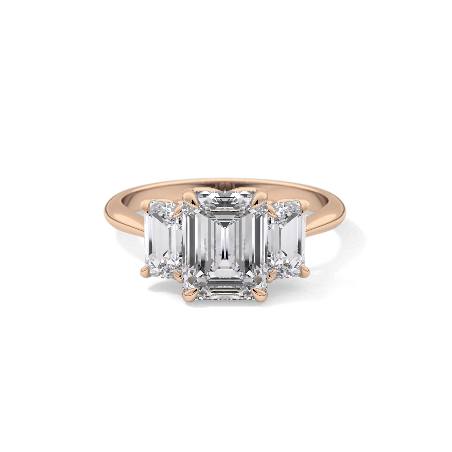 Emerald Three Stone Lab Grown Diamond Engagement Ring