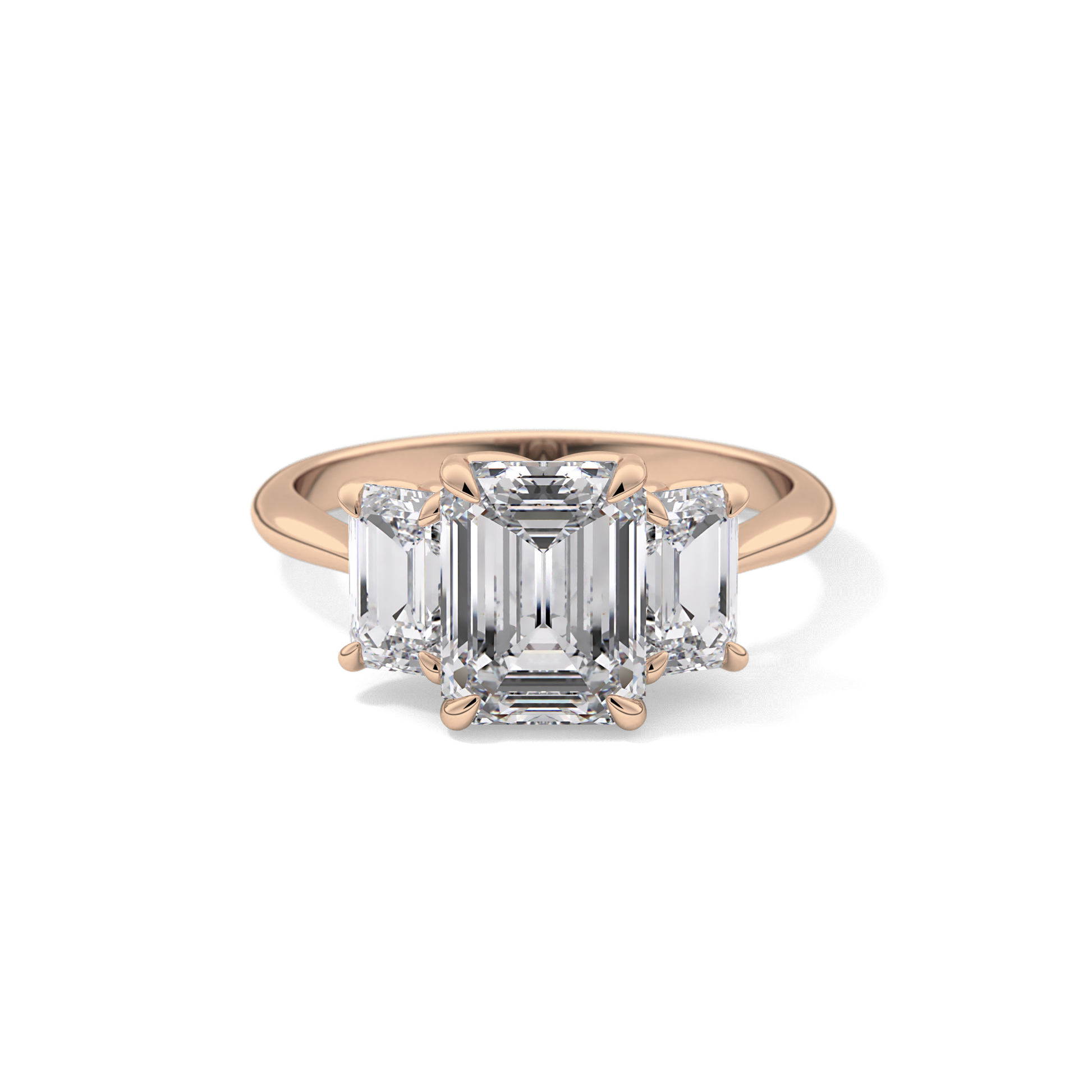 Emerald Three Stone Lab Grown Diamond Engagement Ring
