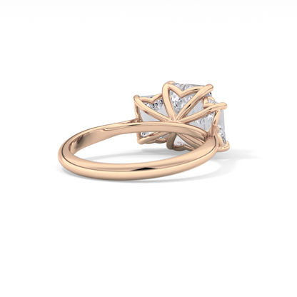 Emerald Three Stone Lab Grown Diamond Engagement Ring