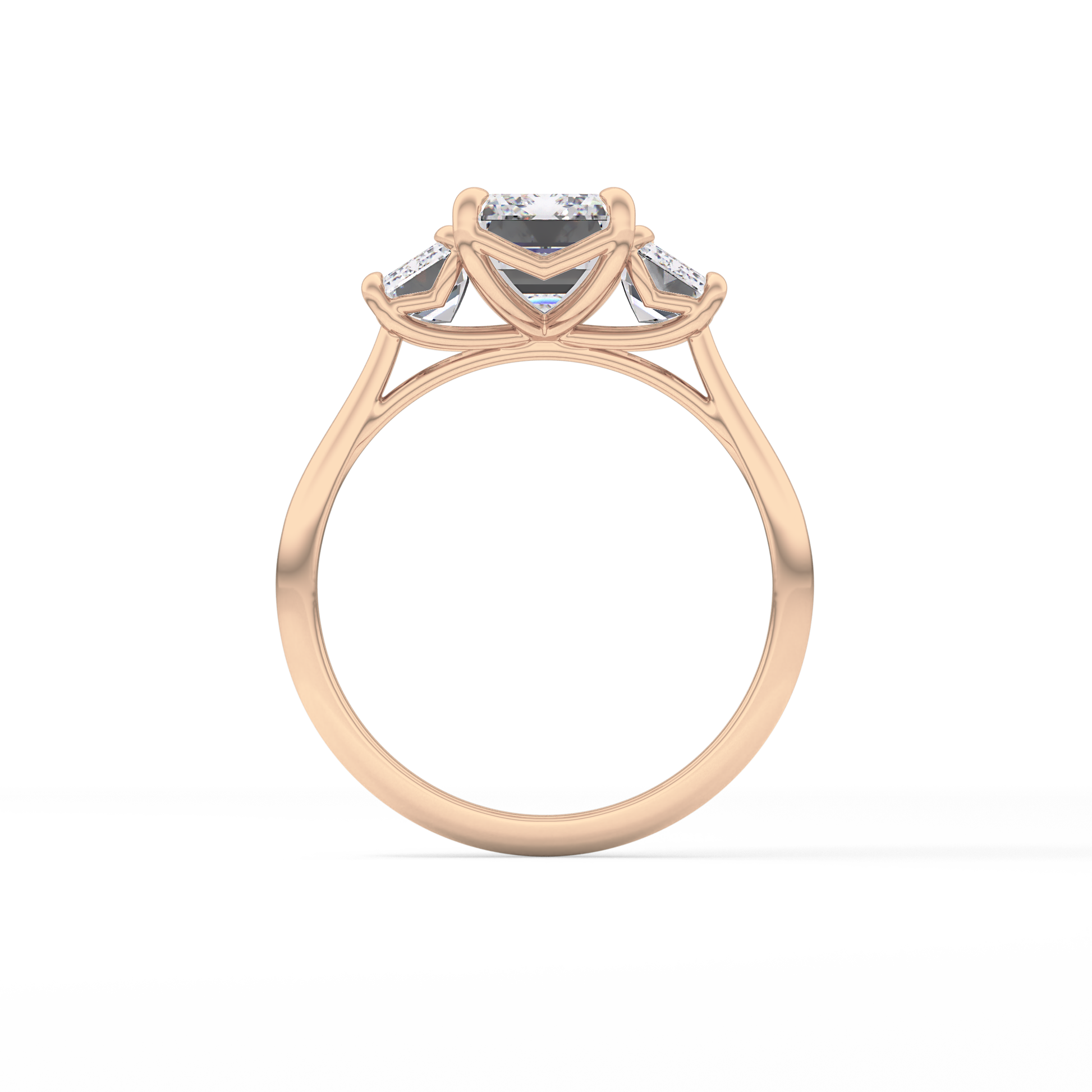 Emerald Three Stone Lab Grown Diamond Engagement Ring