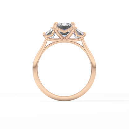 Emerald Three Stone Lab Grown Diamond Engagement Ring