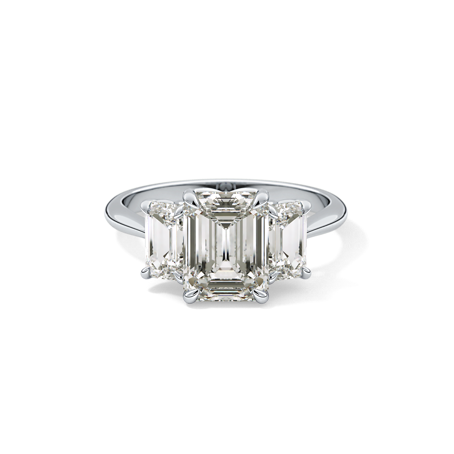 Emerald Three Stone Lab Grown Diamond Engagement Ring