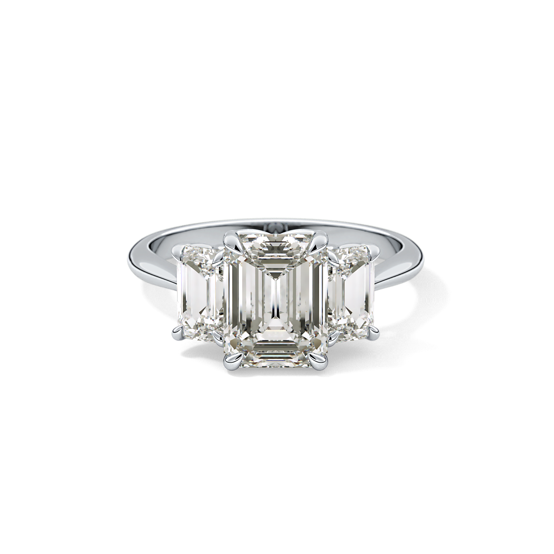 Emerald Three Stone Lab Grown Diamond Engagement Ring