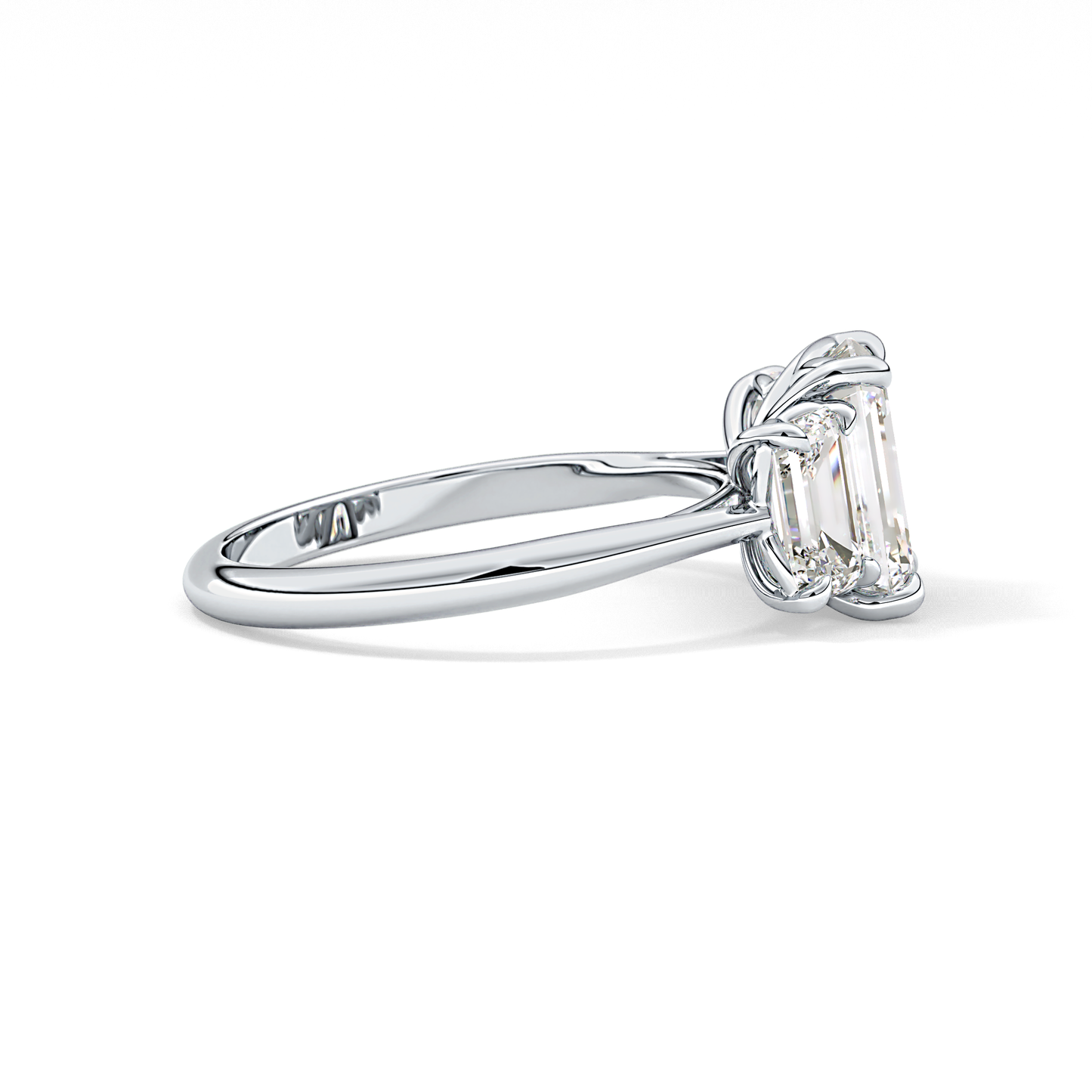Emerald Three Stone Lab Grown Diamond Engagement Ring