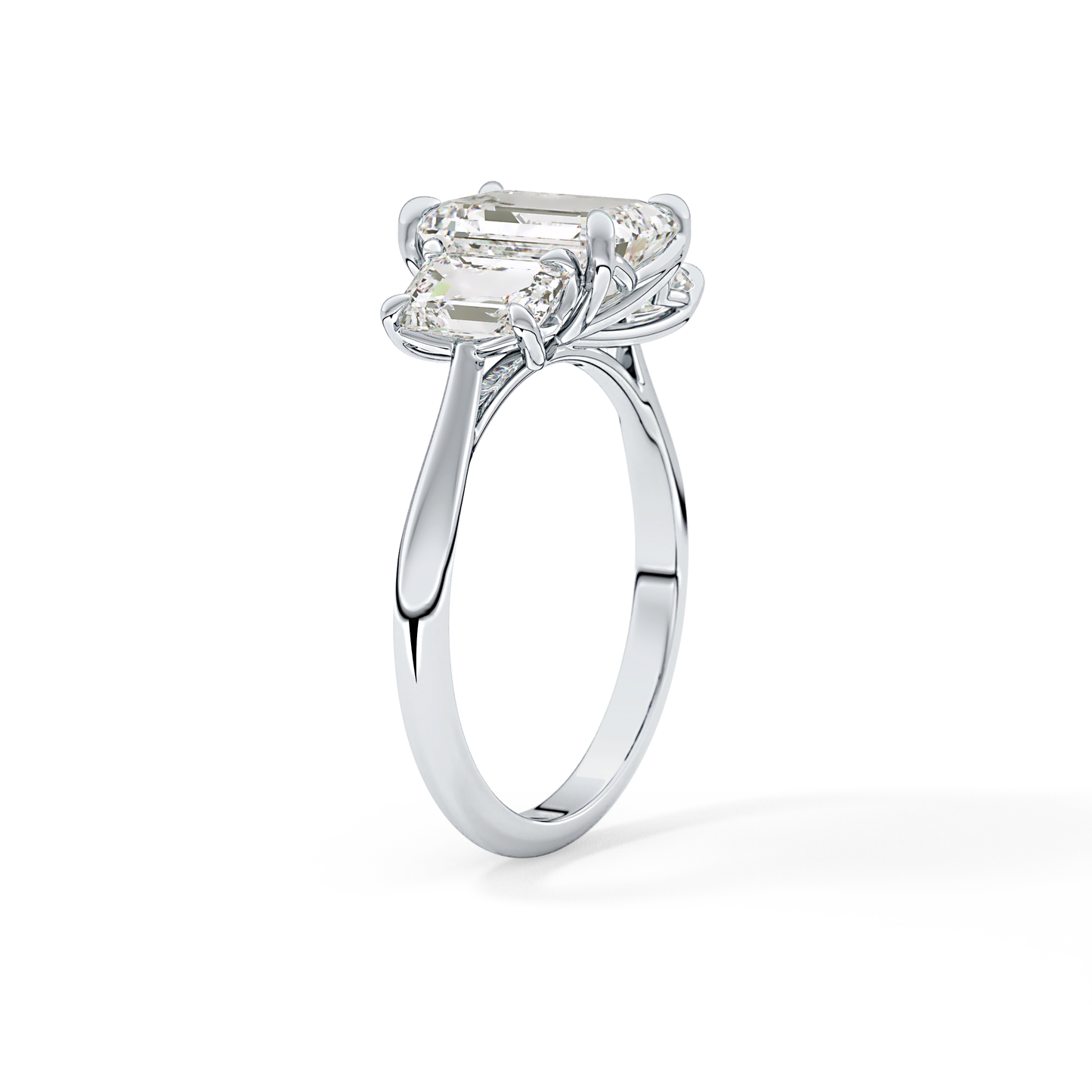 Emerald Three Stone Lab Grown Diamond Engagement Ring
