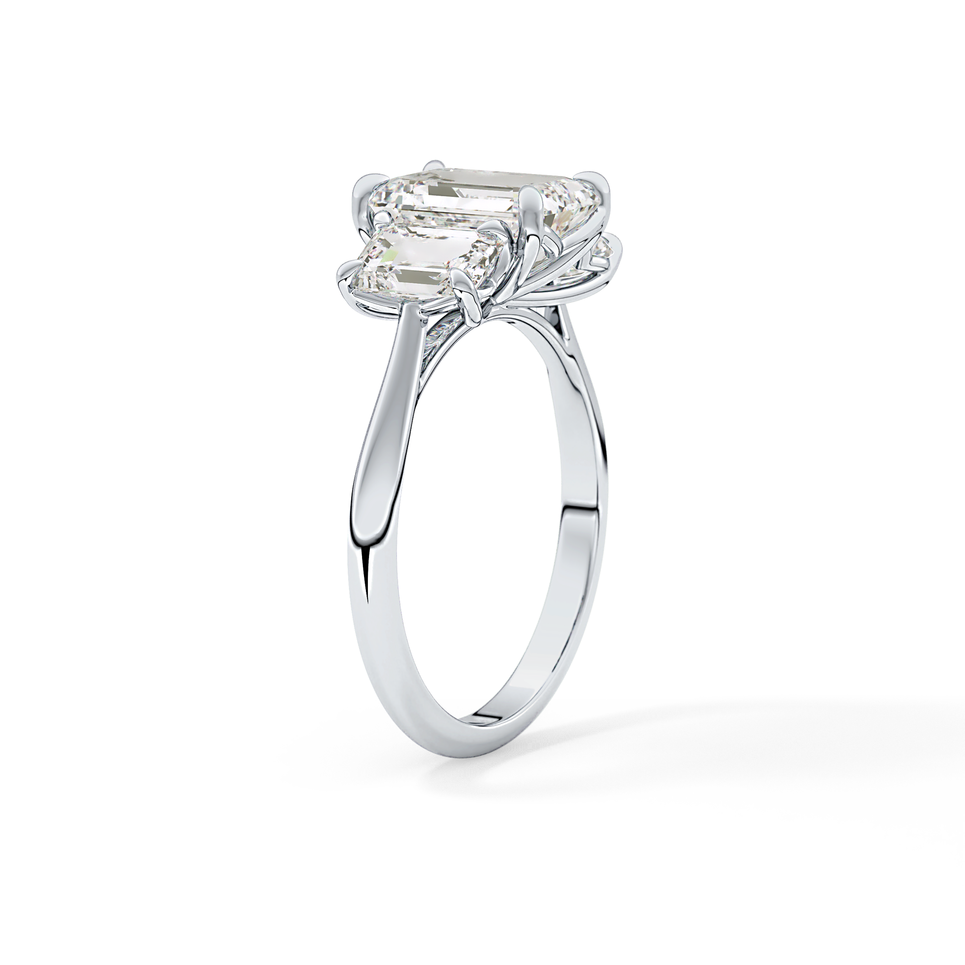 Emerald Three Stone Lab Grown Diamond Engagement Ring