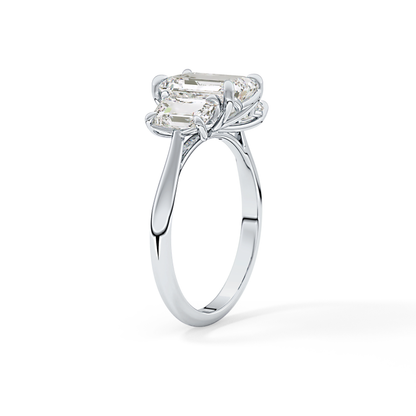 Emerald Three Stone Lab Grown Diamond Engagement Ring
