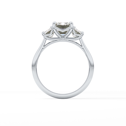 Emerald Three Stone Lab Grown Diamond Engagement Ring