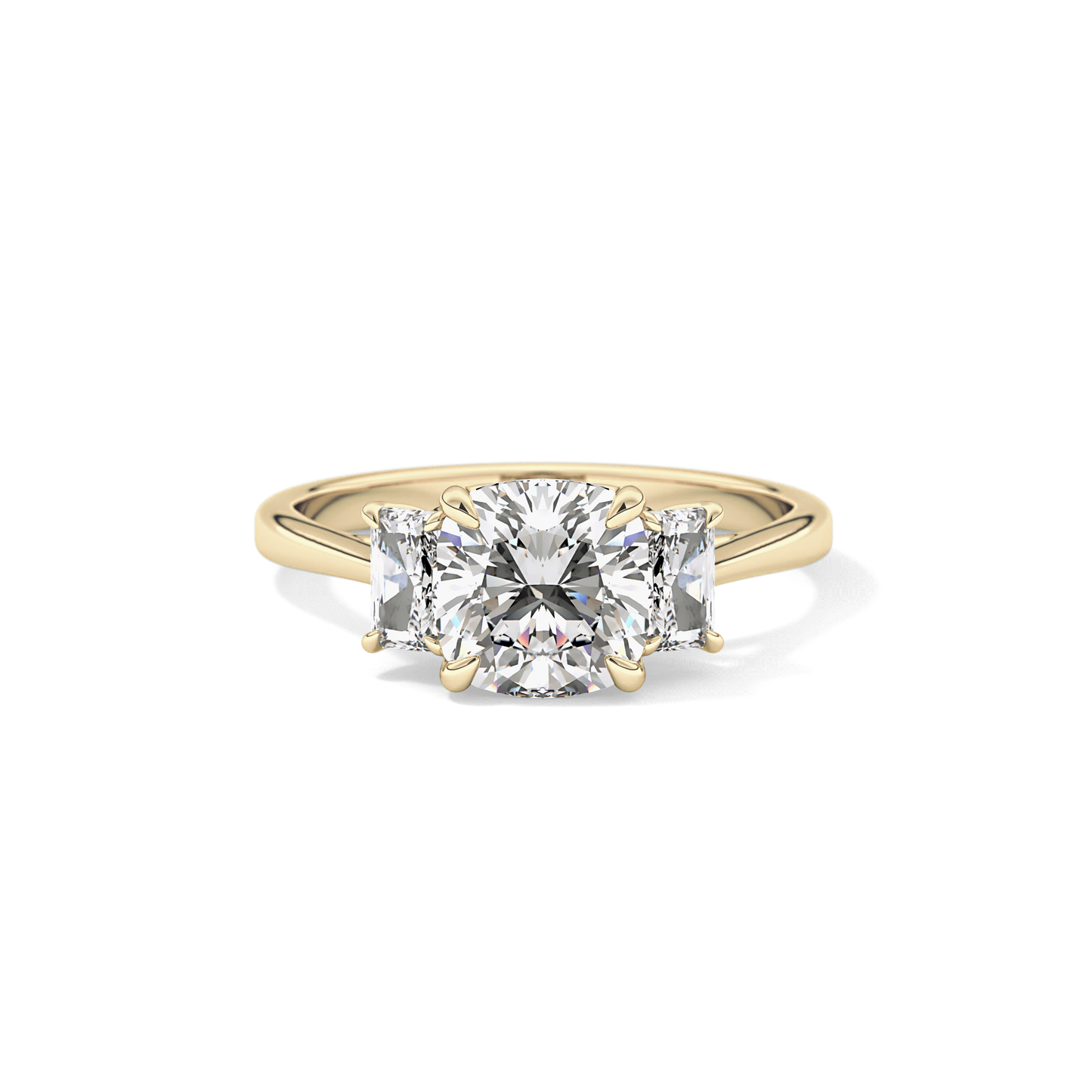 Cushion Three Stone Lab Grown Diamond Engagement Ring