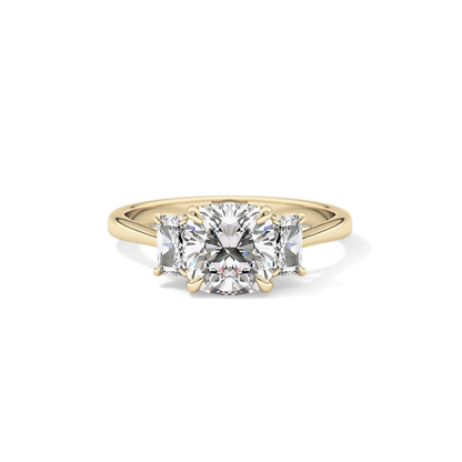 Cushion Three Stone Lab Grown Diamond Engagement Ring