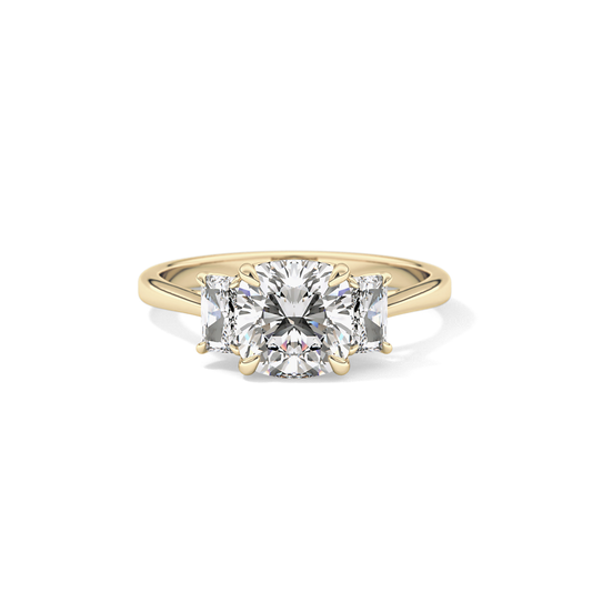 Cushion Three Stone Lab Grown Diamond Engagement Ring