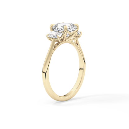 Cushion Three Stone Lab Grown Diamond Engagement Ring