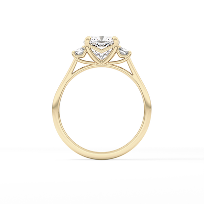 Cushion Three Stone Lab Grown Diamond Engagement Ring