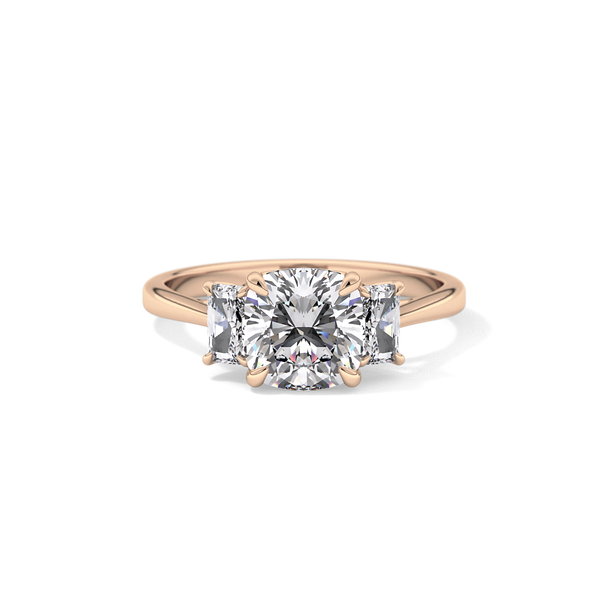 Cushion Three Stone Lab Grown Diamond Engagement Ring