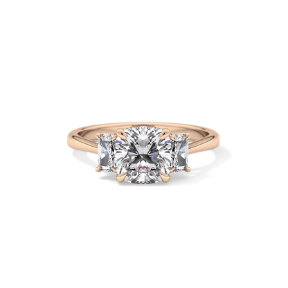 Cushion Three Stone Lab Grown Diamond Engagement Ring