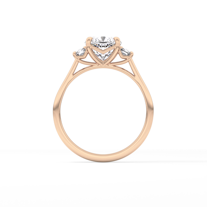 Cushion Three Stone Lab Grown Diamond Engagement Ring