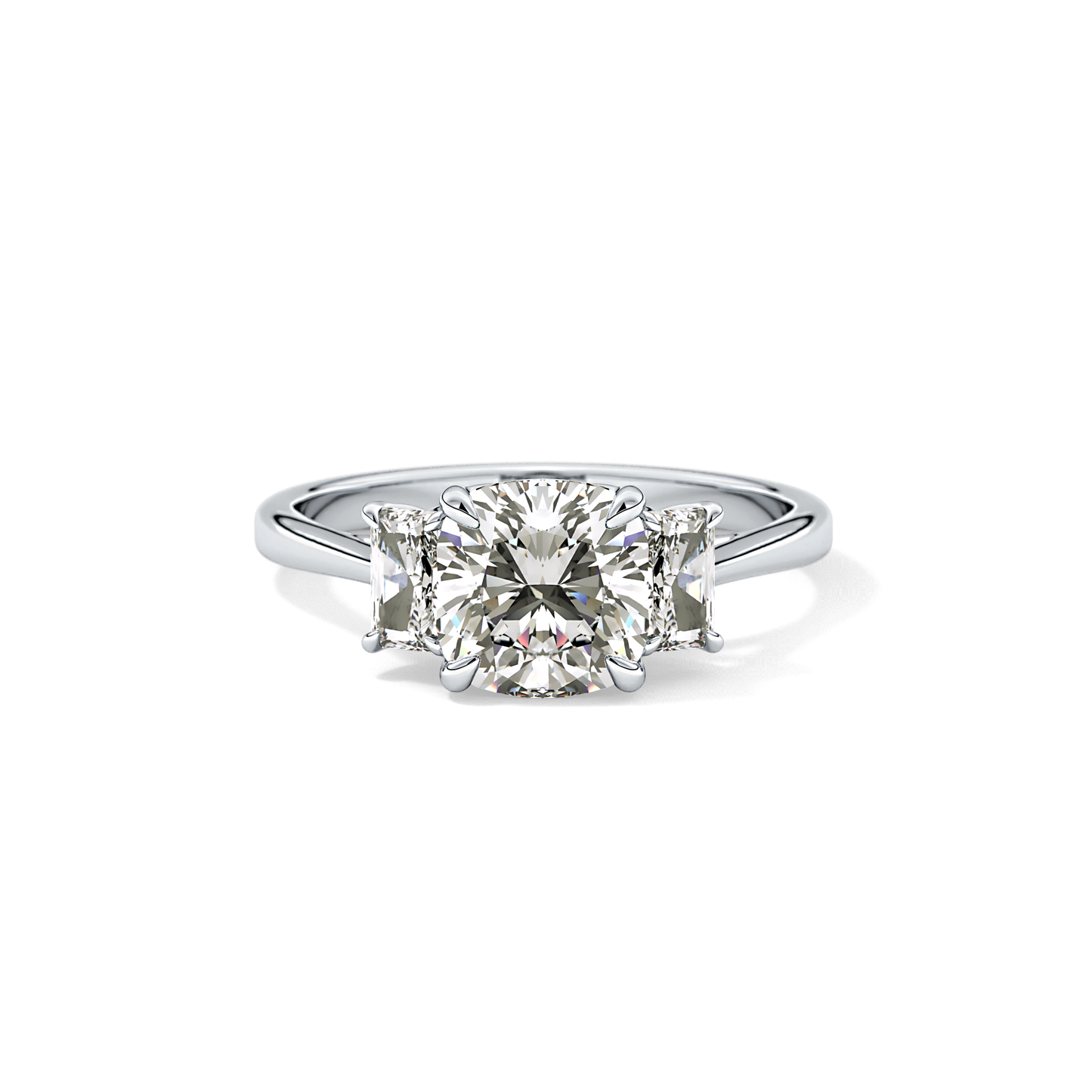 Cushion Three Stone Lab Grown Diamond Engagement Ring