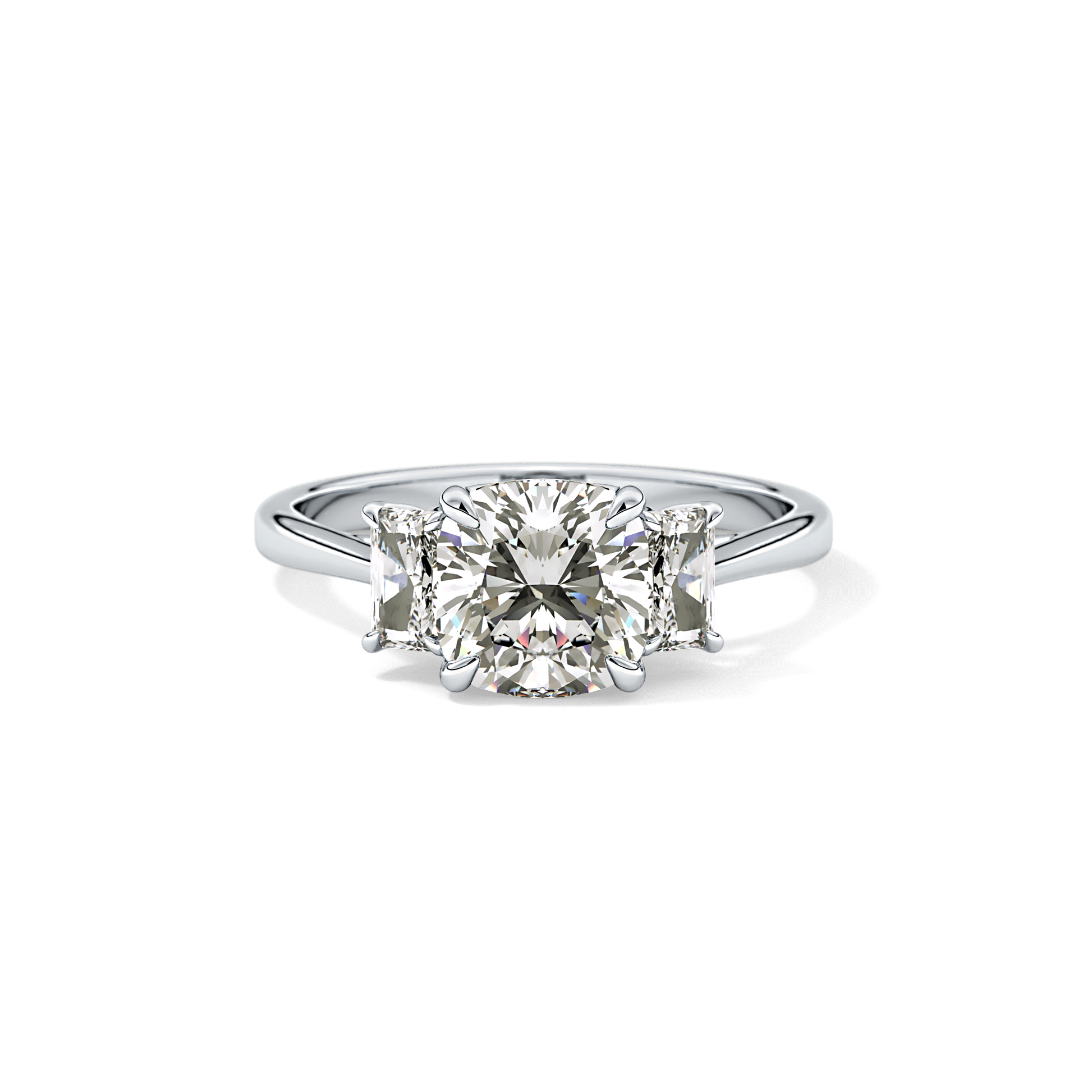 Cushion Three Stone Lab Grown Diamond Engagement Ring