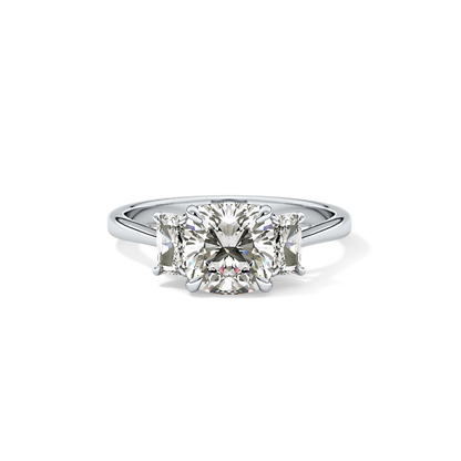 Cushion Three Stone Lab Grown Diamond Engagement Ring