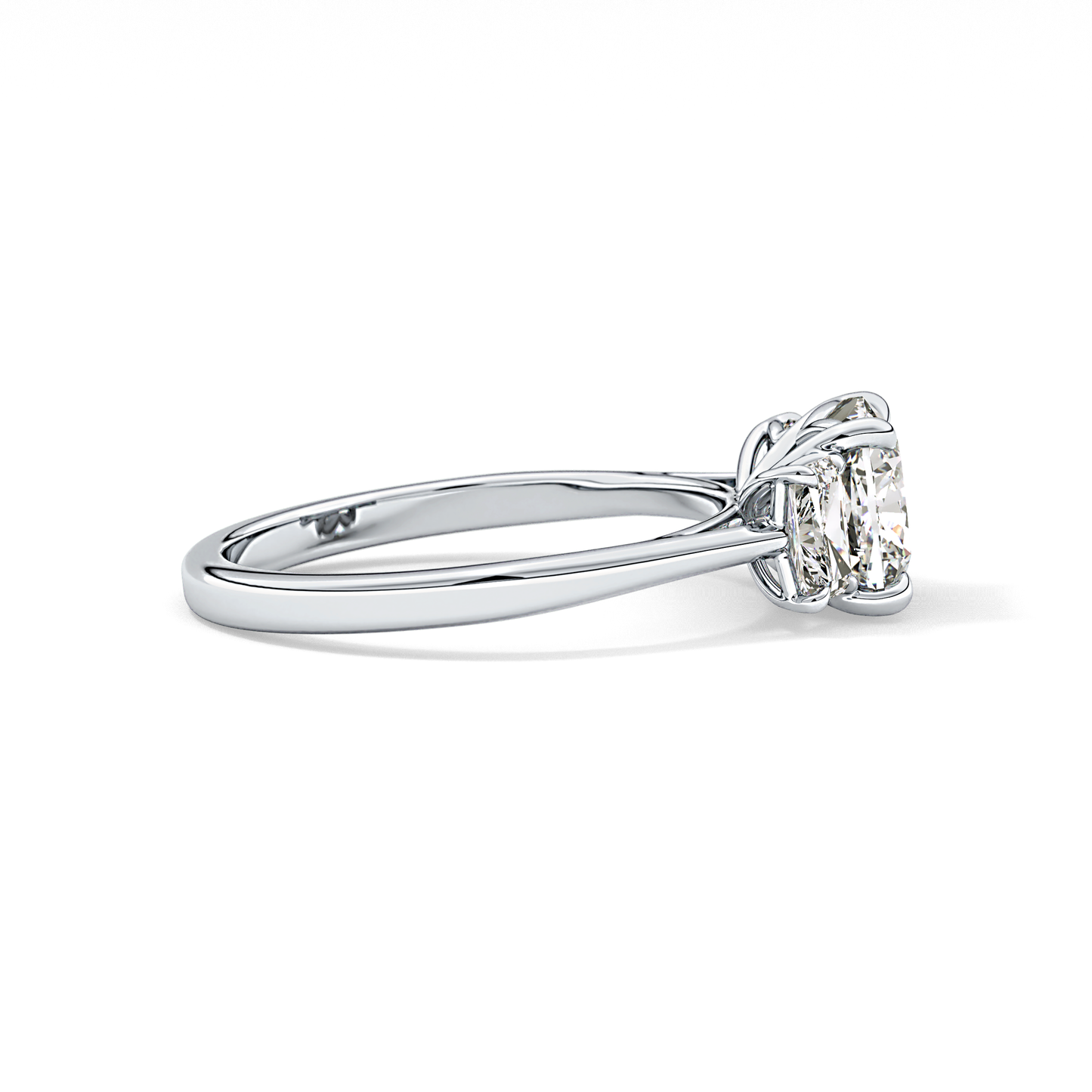 Cushion Three Stone Lab Grown Diamond Engagement Ring
