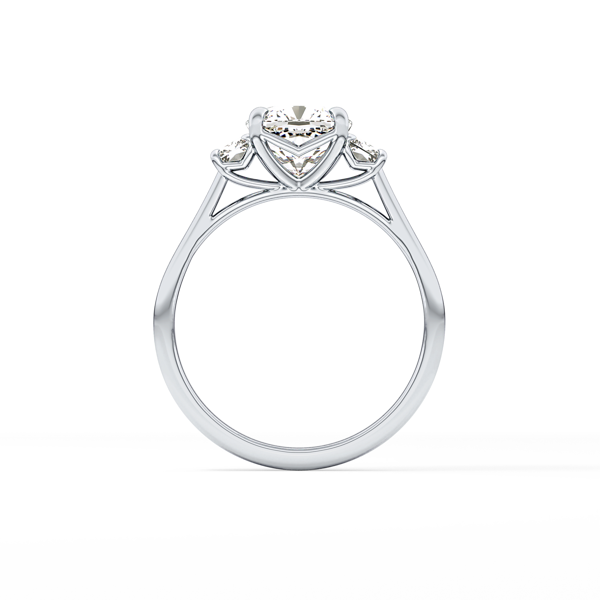 Cushion Three Stone Lab Grown Diamond Engagement Ring