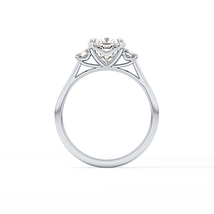 Cushion Three Stone Lab Grown Diamond Engagement Ring