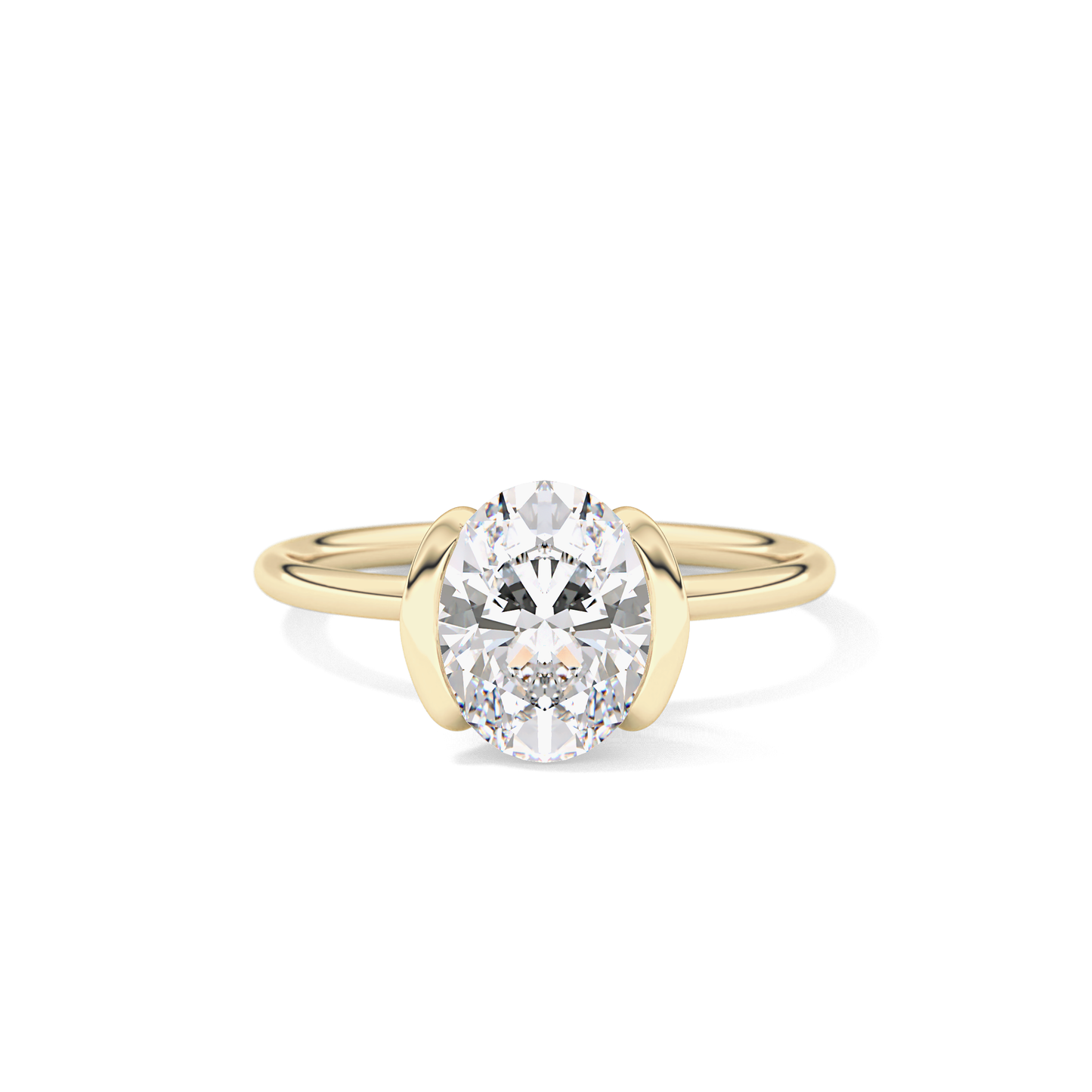 Oval Solitaire Bezel Lab Grown Diamond Engagement Ring
