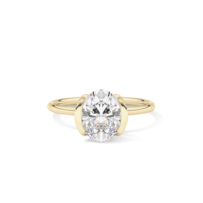 Oval Solitaire Bezel Lab Grown Diamond Engagement Ring