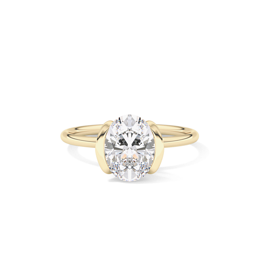 Oval Solitaire Bezel Lab Grown Diamond Engagement Ring