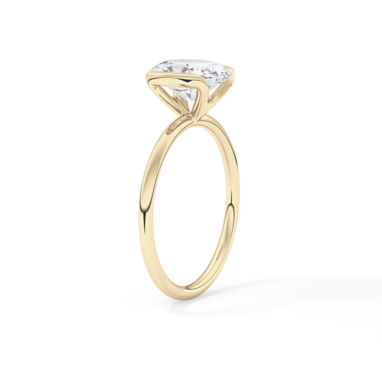 Oval Solitaire Bezel Lab Grown Diamond Engagement Ring