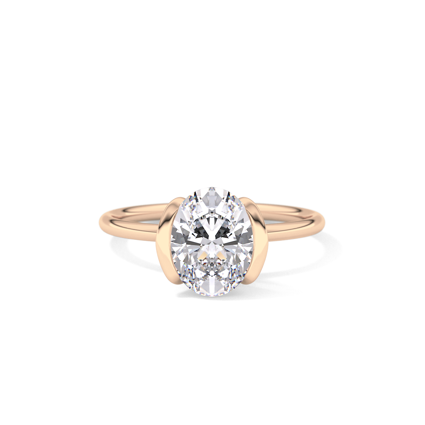 Oval Solitaire Bezel Lab Grown Diamond Engagement Ring