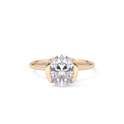 Oval Solitaire Bezel Lab Grown Diamond Engagement Ring