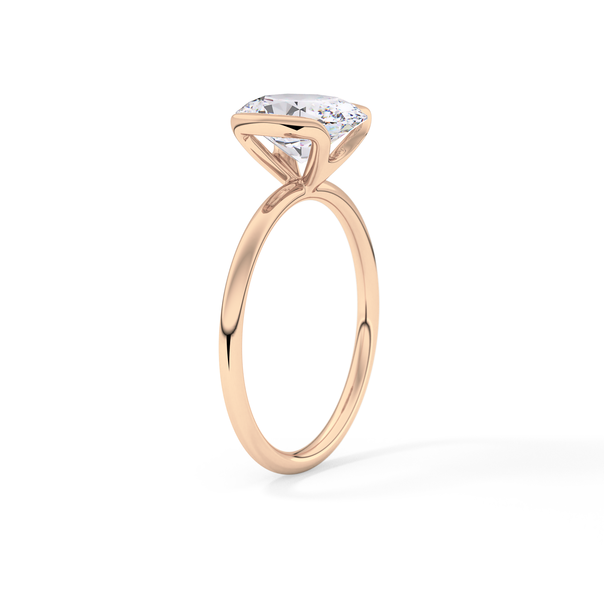 Oval Solitaire Bezel Lab Grown Diamond Engagement Ring