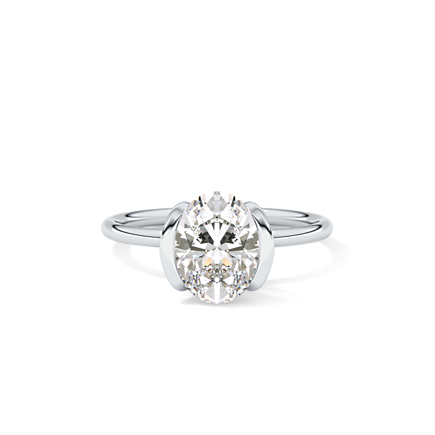 Oval Solitaire Bezel Lab Grown Diamond Engagement Ring