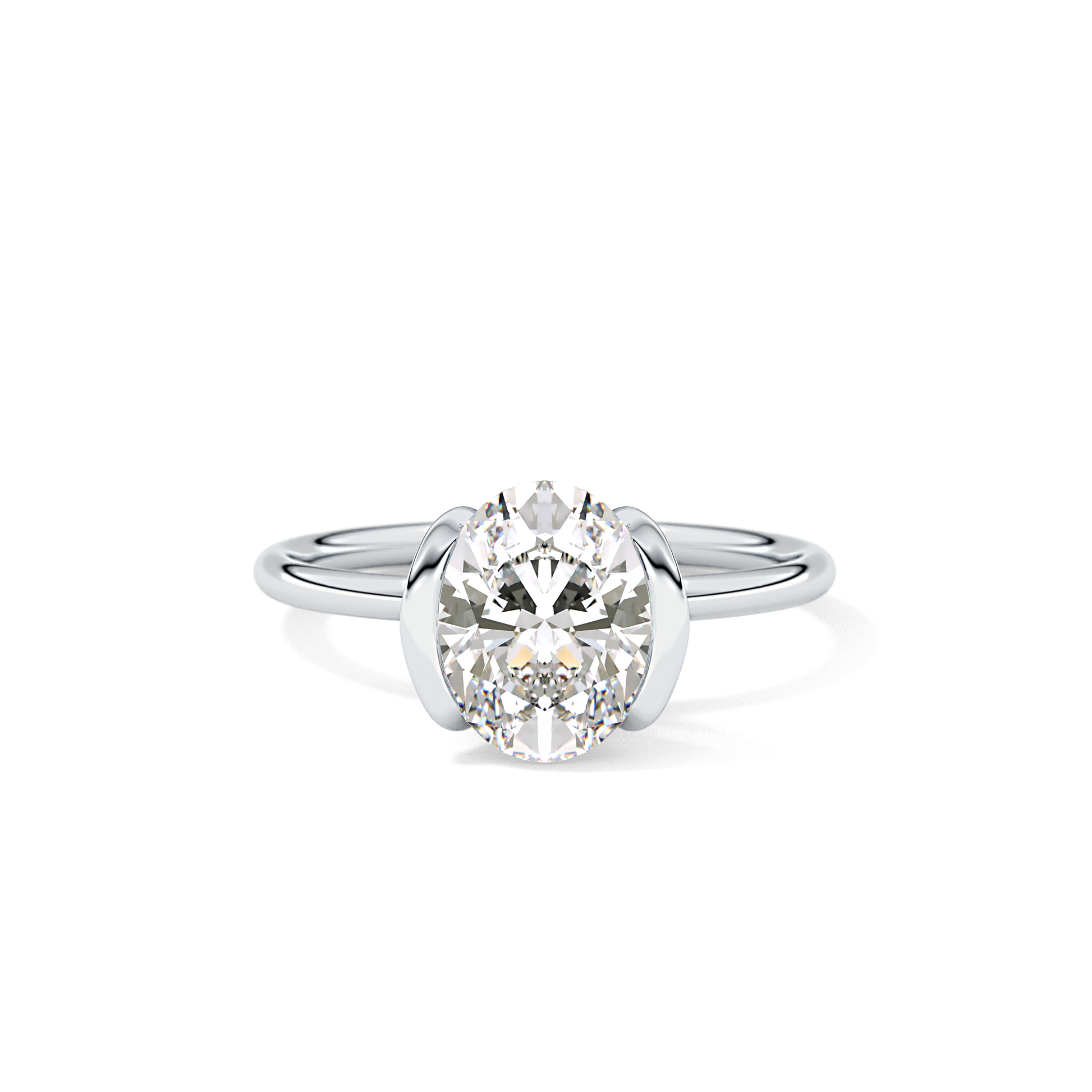 Oval Solitaire Bezel Lab Grown Diamond Engagement Ring