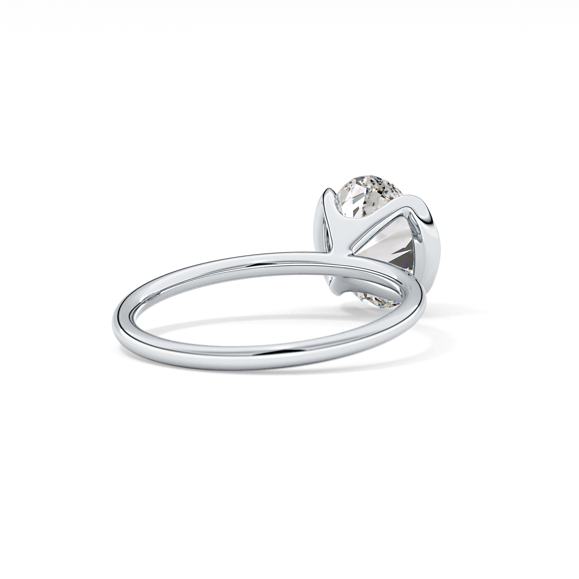 Oval Solitaire Bezel Lab Grown Diamond Engagement Ring