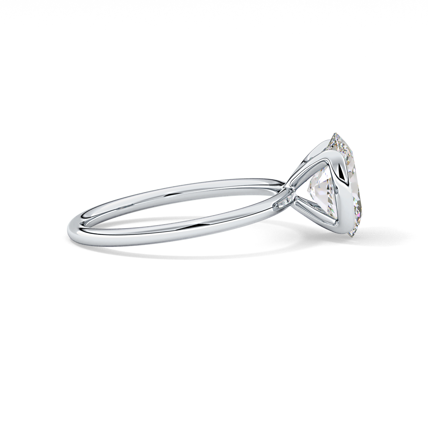 Oval Solitaire Bezel Lab Grown Diamond Engagement Ring