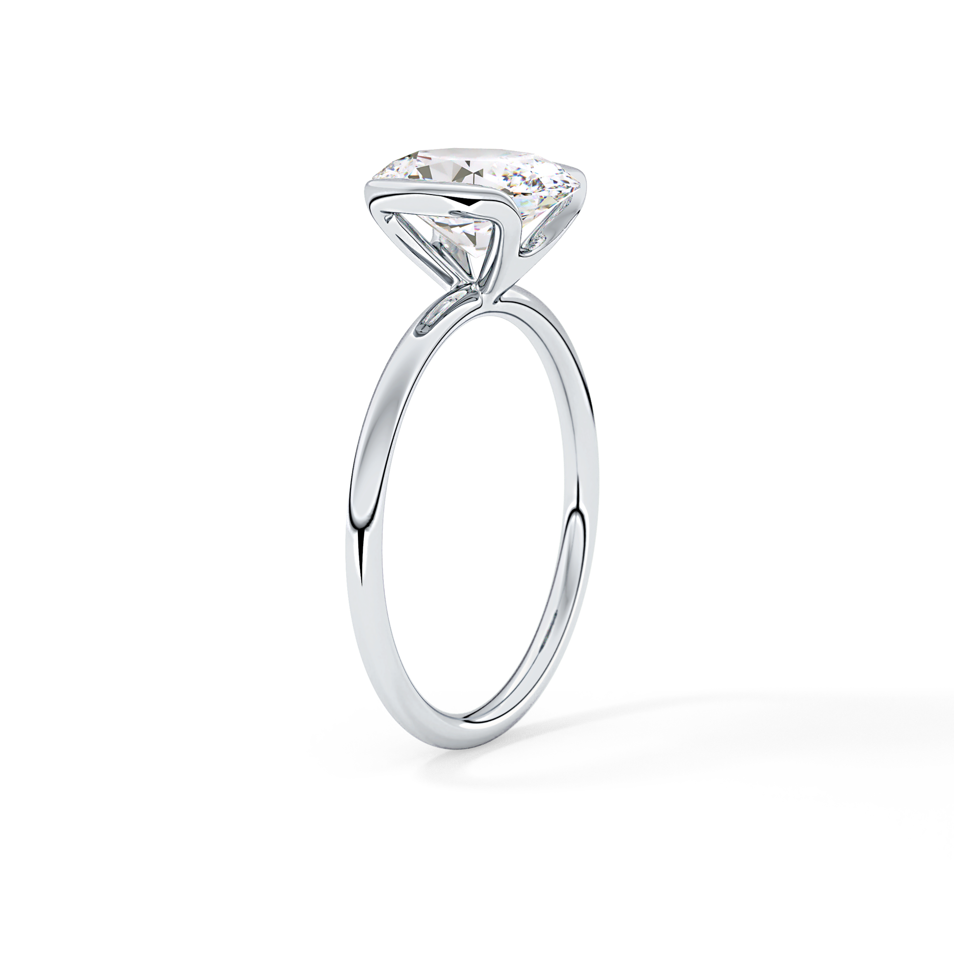 Oval Solitaire Bezel Lab Grown Diamond Engagement Ring