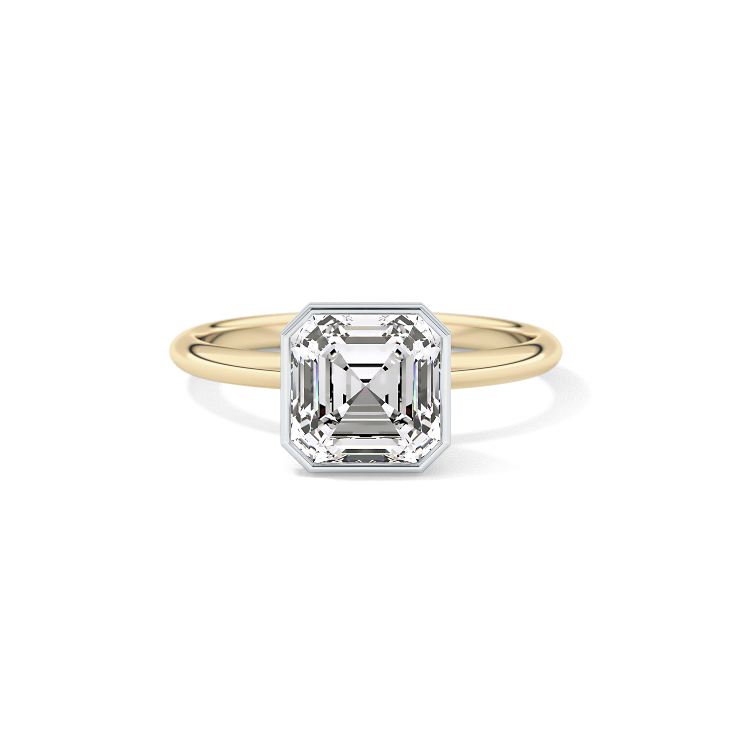 Asscher Solitaire Bezel Lab Grown Diamond Engagement Ring