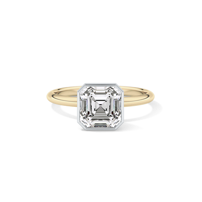 Asscher Solitaire Bezel Lab Grown Diamond Engagement Ring