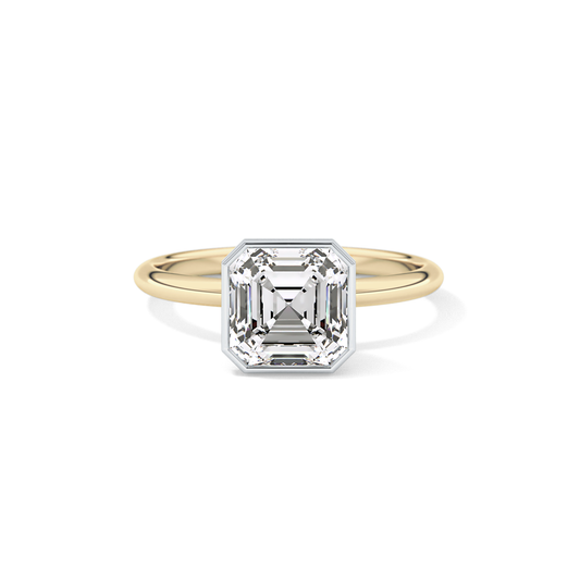 Asscher Solitaire Bezel Lab Grown Diamond Engagement Ring